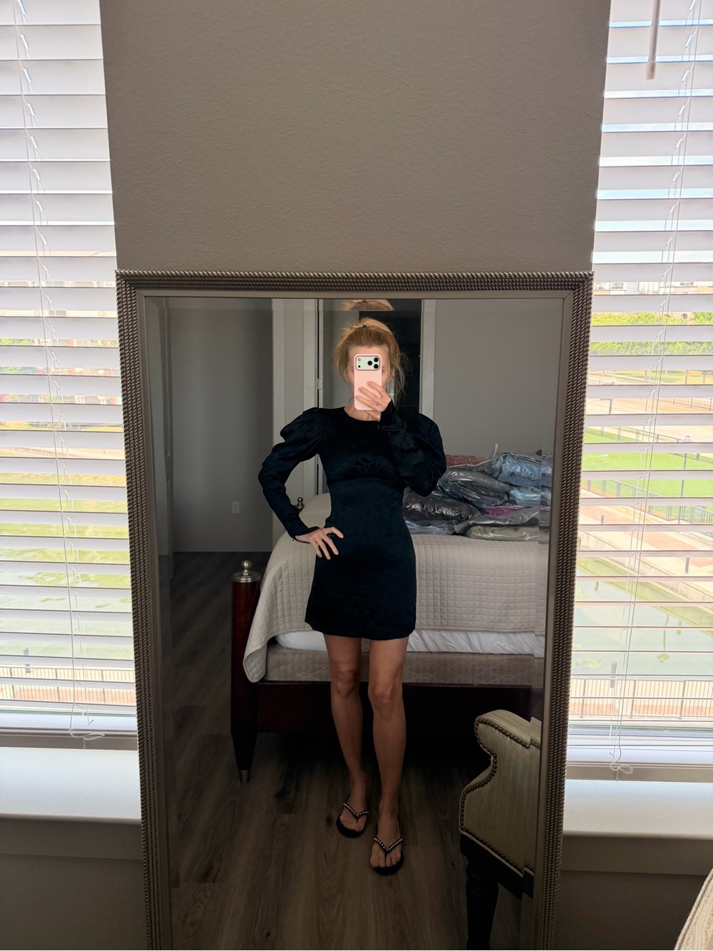 Black Puff-Sleeve Mini Dress - Women - Picture 2 of 9